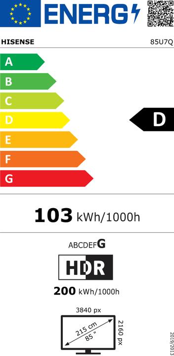 Energie-Label Hisense TV 85U7Q (85", U7Q, LED, Mini-LED, 4K, 2025)