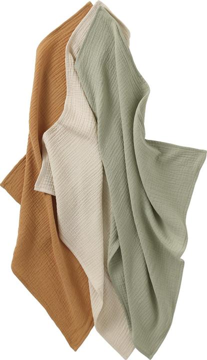 Image du produit Vertbaudet Bio-Kollektion: 3er-Pack einfarbige Baby Wickeltücher aus Musselin (40 cm, 40 cm)