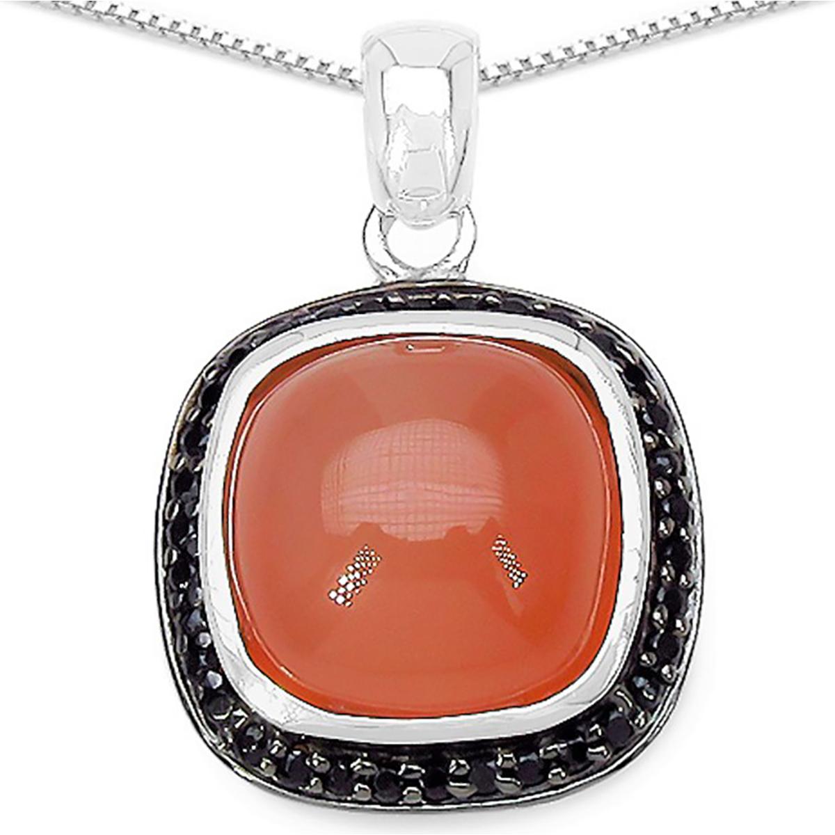Thumbnail - Xen, Halsschmuck, Anhänger mit Kette Peach Mondstein Cushion-Cabochon 45 cm 925 Silber, (925 Sterling Silber, 45 cm)