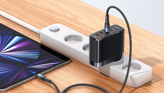 Actual product image Usams 4 Ports GaN Fast Charger (100 W)