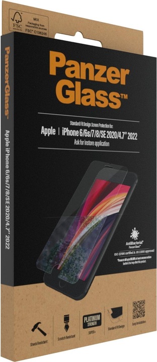 Produktbild PanzerGlass Standard Fit (1 Stück, Apple iPhone 6, Apple iPhone 6s, Apple iPhone 7, Apple iPhone 8, Apple iPhone SE (2nd Gen), Apple iPhone SE (3rd Gen))