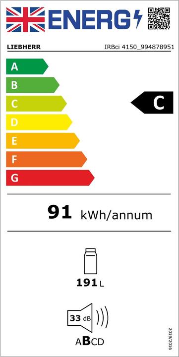 Etichetta energetica Liebherr Frigorifero integrato con BioFresh (188 l)