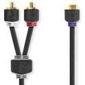 Image du produit Nedis Câble pour caisson de basses 2 x RCA mâle - RCA femelle 0,2 m (0.20 m, RCA)