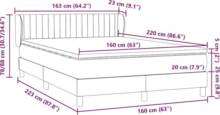 Produktbild vidaXL Boxspringbett (160 x 220 cm)