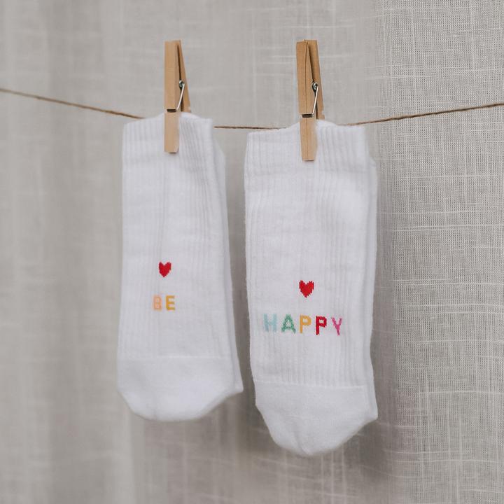 Produktbild Eulenschnitt Socken be happy weiss S Gr.35-38 (S)