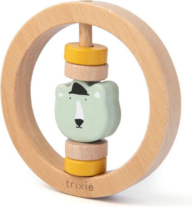 Trixie Baby Houten ronde rammelaar - Mr. Polar Bear