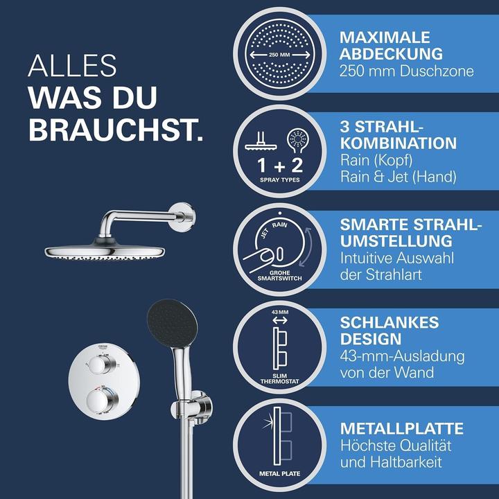 Actual product image Grohe Precision Thermostat Duschsystem Unterputz mit Vitalio Start 250 (1 Strahlart) und Vitalio Comfort 1