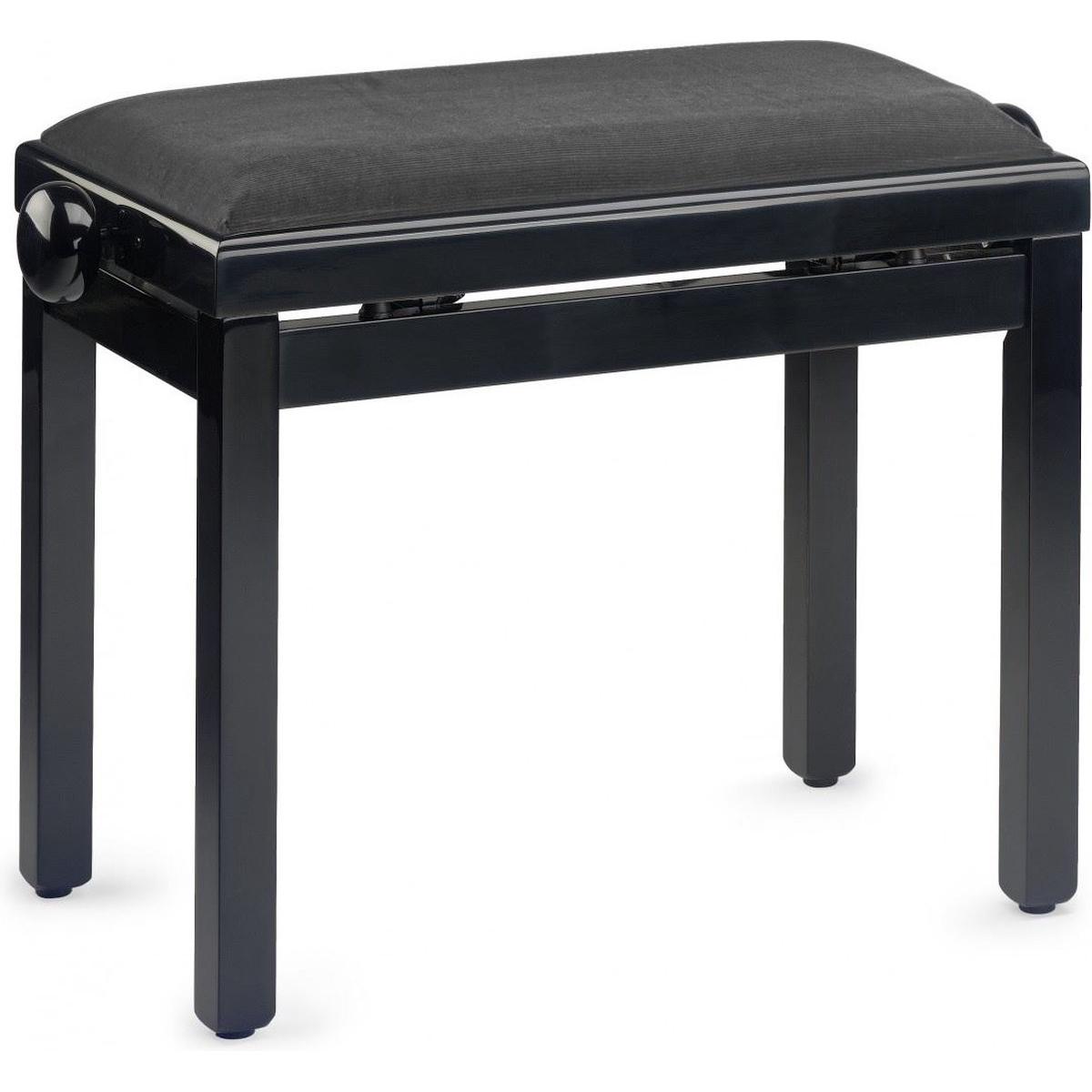Stagg PB39 BKP VBK - Pianobank, zwart hoogglans, zwart fluwelen zitting - zwart (PB39-BKP-VBK)