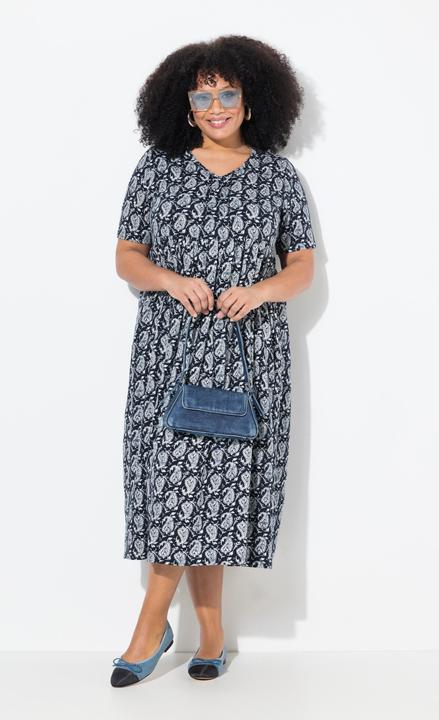 Produktbild Ulla Popken Maxikleid, A-Linie, V-Ausschnitt, Halbarm, Taschen (50, 52)