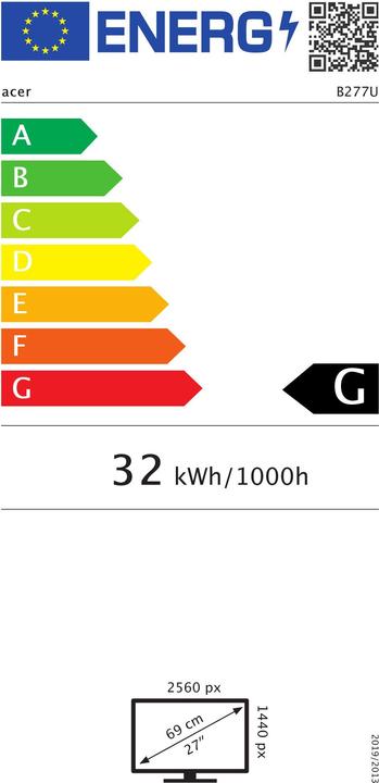 Label énergétique Acer B277U (2560 x 1440 pixels, 27")