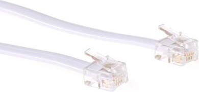Image du produit ACT Câble téléphonique plat blanc de 2 mètres avec connecteurs RJ12. Câble Rj12-rj12 blanc 2.00m
