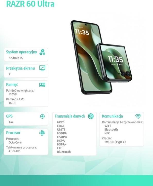 Image du produit Motorola Razr 60 Ultra (512 Go, Pantone Scarab, 6.96", SIM + eSIM, 5G)