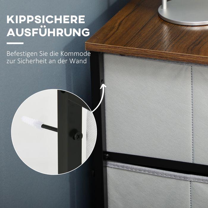 Produktbild Swisshandel24 Kommode Sideboard mit 6 klappbaren Stoffschubladen, Schubladenschrank mit Arbeitsplatte, Griff, Mehr
