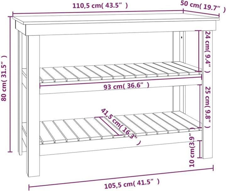 Actual product image vidaXL Werkbank (110.50 cm, 50 cm)