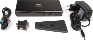 Productafbeelding Hamlet USB 3.0 Docking Station met Dual Display DVI en HDMI, hub met 6 USB-poorten, LAN EN AUDI (USB-A, USB-B, 6 Havens)