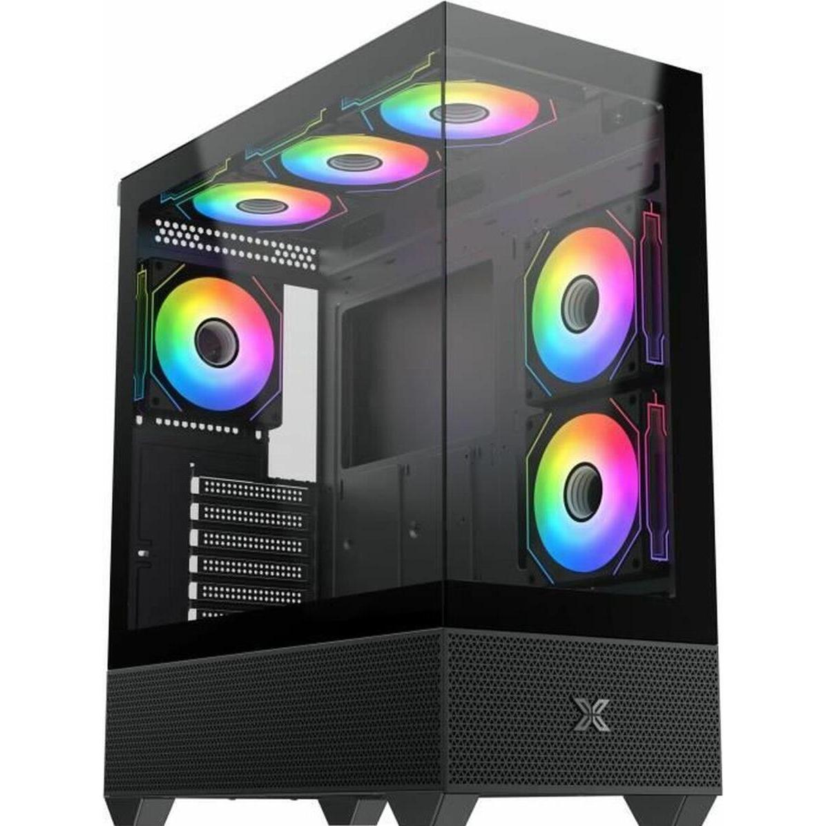 Xigmatek Boitier Moyen Tour ATX Alphard RGB avec panneau vitré (Noir) (Mini-ITX, mATX, ATX), Case PC, Nero, Bianco