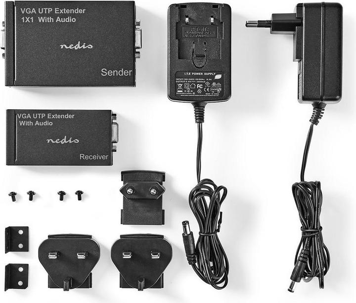 Produktbild Nedis VGA Extender VGA/Audio Entfernung bis zu: 300 m Cat5e / Cat6 1920x1200 Euro/Typ C (CEE 7/16) /