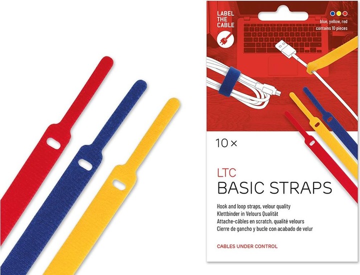 Actual product image Label-the-cable LTC BASIC 10 Power hook and loop binder rt, gb, bl (Velcro cable ties, 170 mm, 10 pcs.)