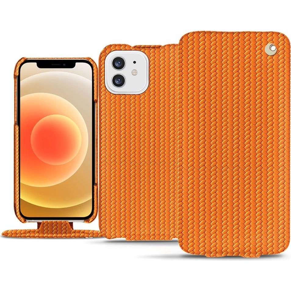 Noreve Lederschutzhülle vertikal (Apple iPhone 12 mini), Smartphone Hülle, Orange