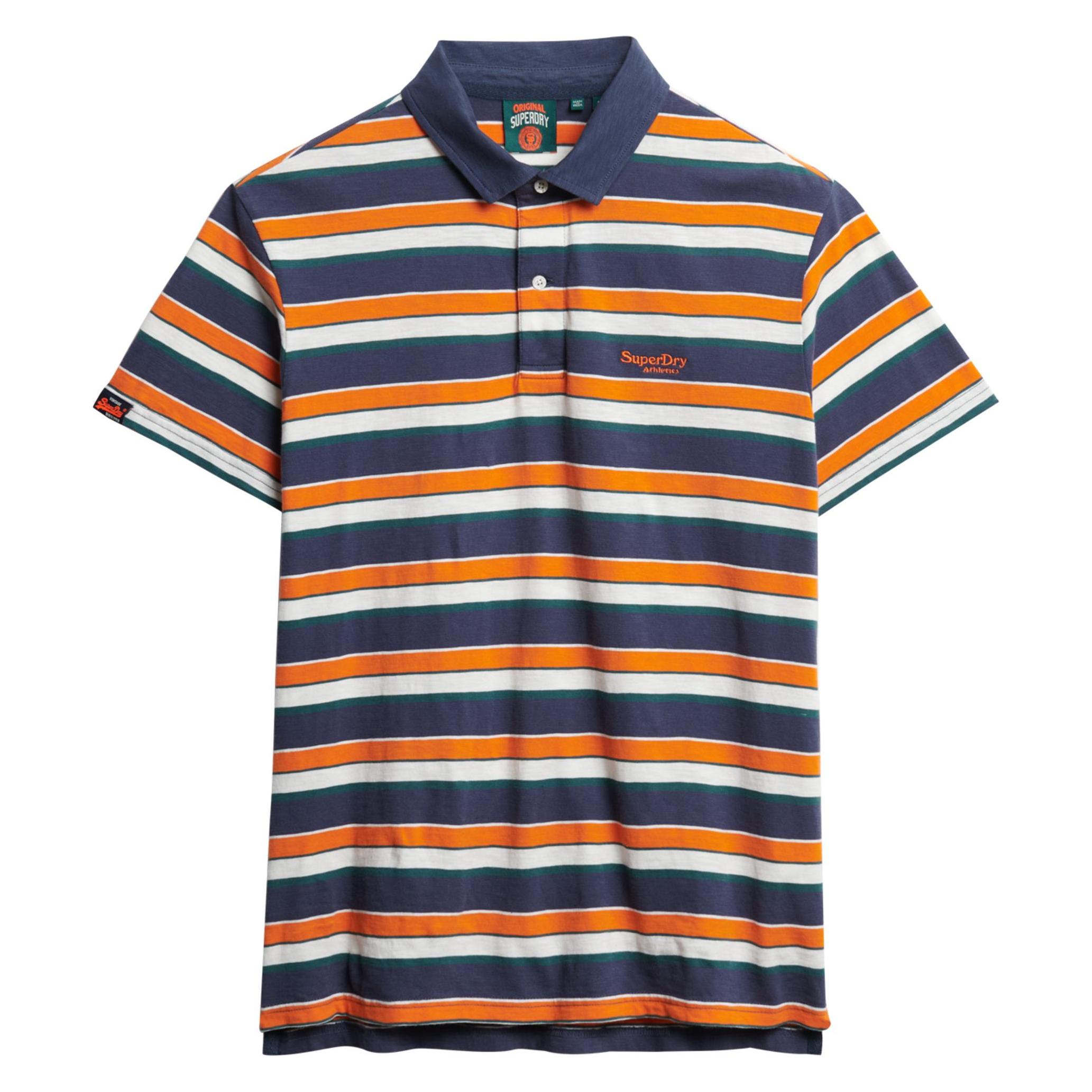 Superdry, Herren, Shirts, Leichtes Jersey-Polohemd Mit Streifen, Blau, (Xl)