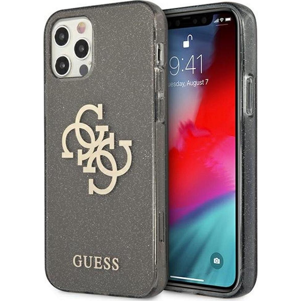 Guess Glitter (Apple iPhone 12 Pro Max), Smartphone Hülle, Schwarz