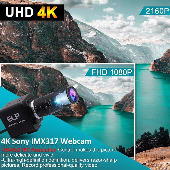 Actual product image ELP 4K Ultra HD Webcam mit Zoom-Objektiv (5-50mm)