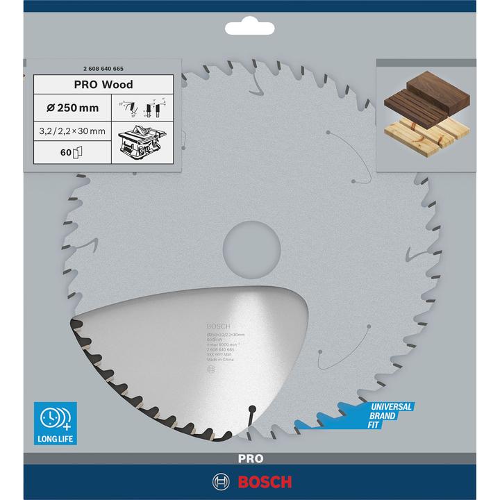 Produktbild Bosch Professional Zubehör PRO Wood Kreissägeblatt, 250 x 3.2 x 30 mm