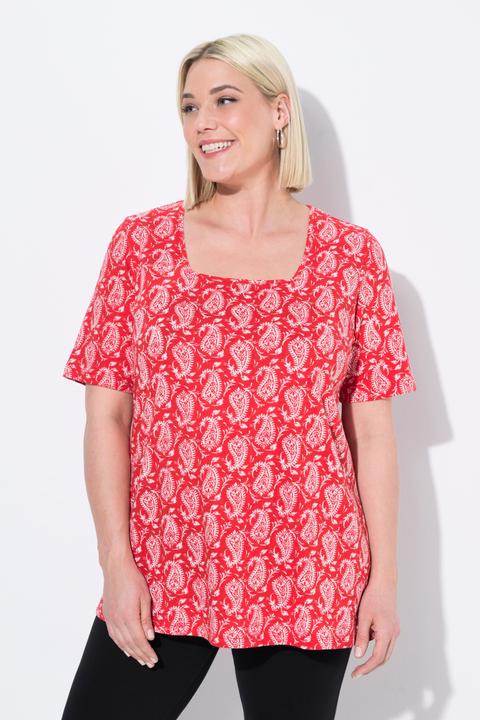 Actual product image Ulla Popken Paisley Sprit Square Neck A-Line Tee (62)