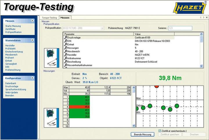 Actual product image HAZET Testing Software Torque Testing 7901E- (1 - 1000 Nm)