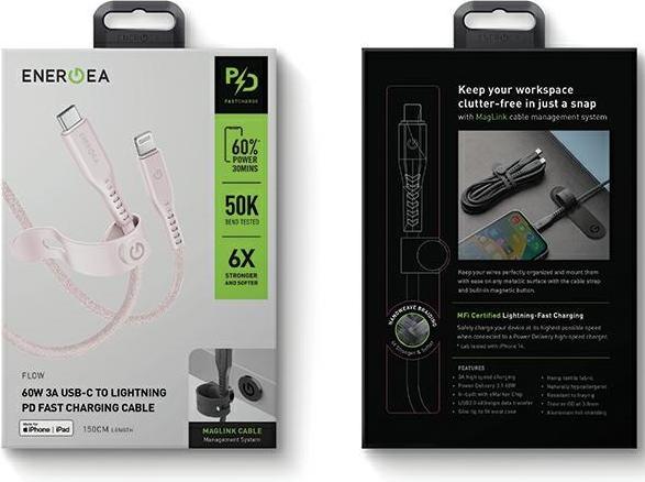 Actual product image Energea USB-C to Lightning cable (1.50 m, USB 3.2 Gen 2, 60 W)