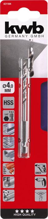 Actual product image kwb HSS drill bit hexagonal socket /4 (4 mm)