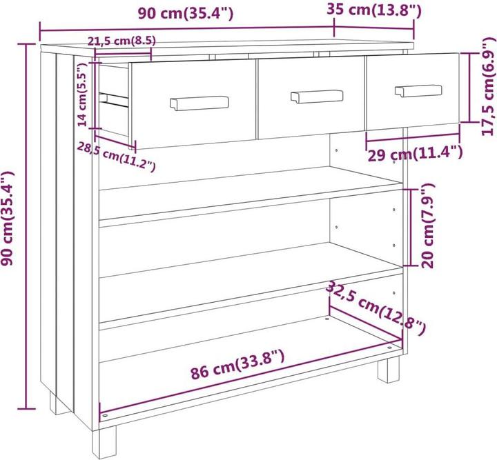 Produktbild vidaXL Larra (90 x 35 x 90 cm)