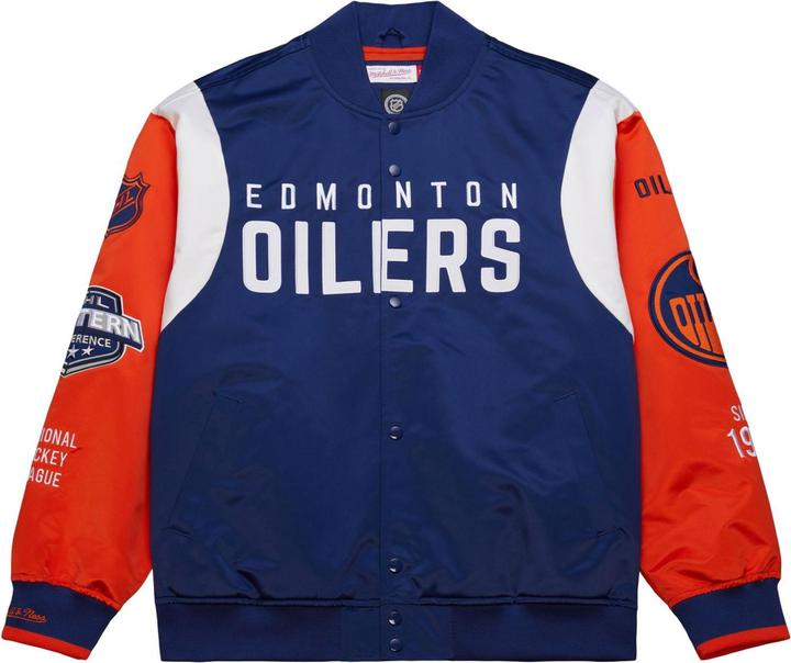 Actual product image Mitchell & Ness M&N Heavyweight Satin Jacket NHL Edmonton Oilers - L (L)