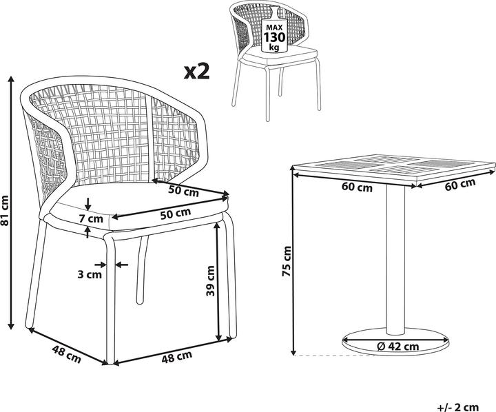 Actual product image Beliani Palmi (54 x 54 x 75 cm)