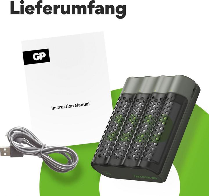 Image du produit GP Batteries Rechargeur de batterie (4 pcs, AA, 2600 mAh, Piles rechargeables + chargeur)