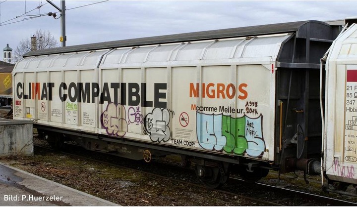 Hobbytrain SBB sliding wall carriage Hbbillns MIGROS Ep.VI (Track VI)