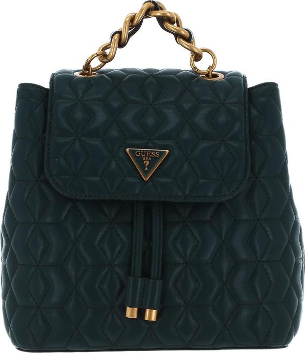 Elenia, Polyurethane, Textile Backpack, Forest Green, For Women