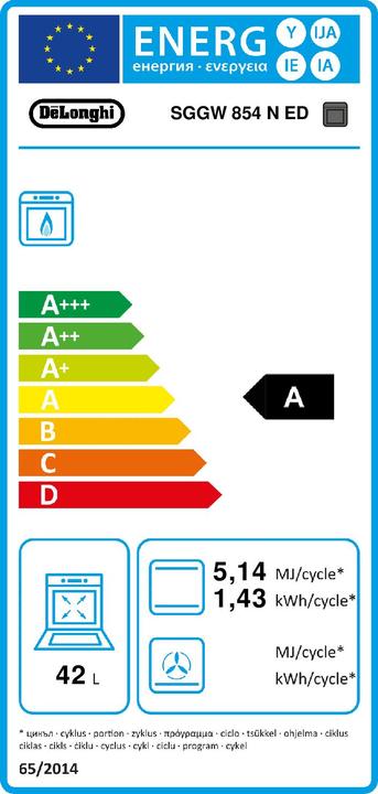 Energie-Label De'Longhi DeLonghi SGGW 854 N Herd Weiss Gas A