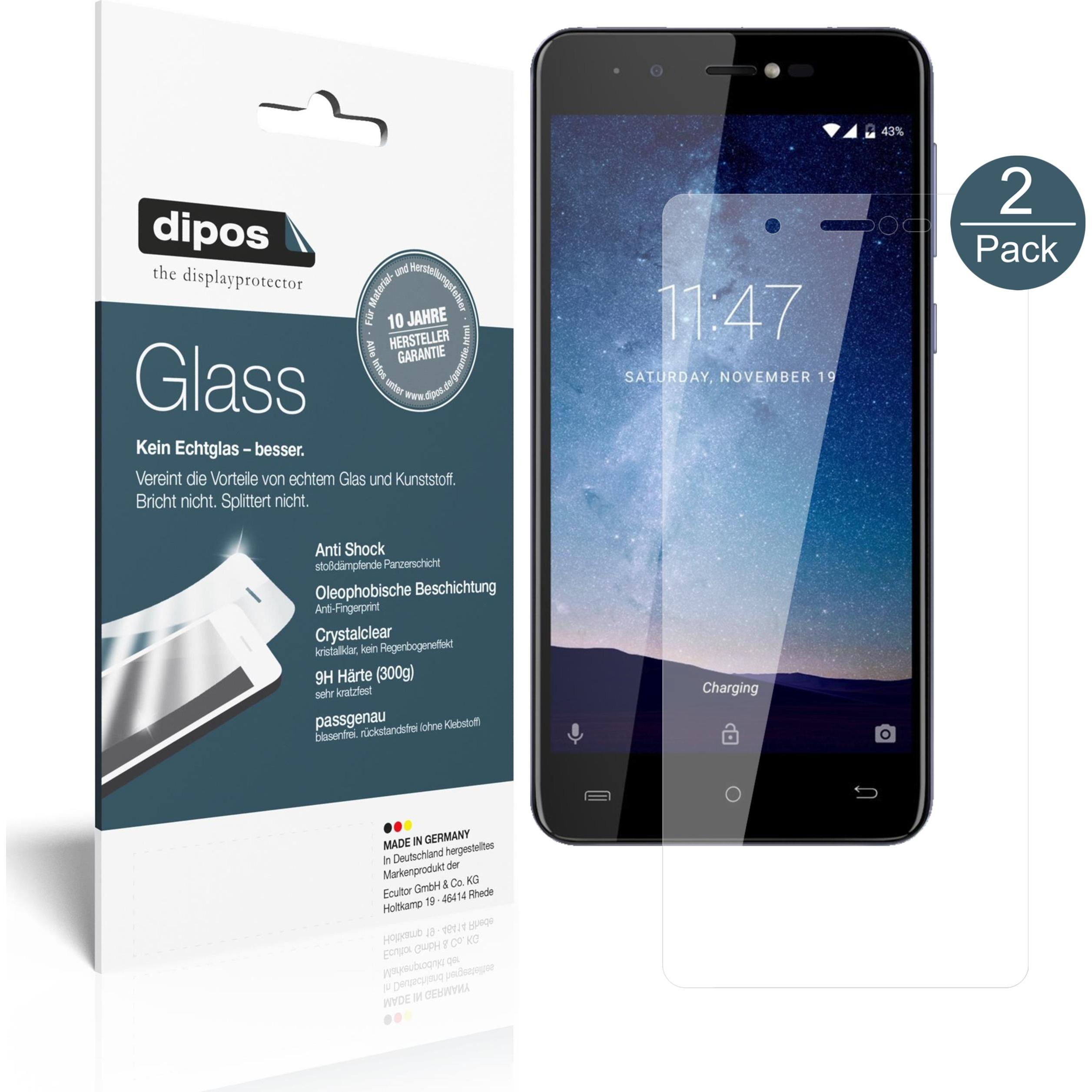 Dipos Displayschutz Anti-Shock (2 Stück, Cubot R9), Smartphone Schutzfolie, Transparent