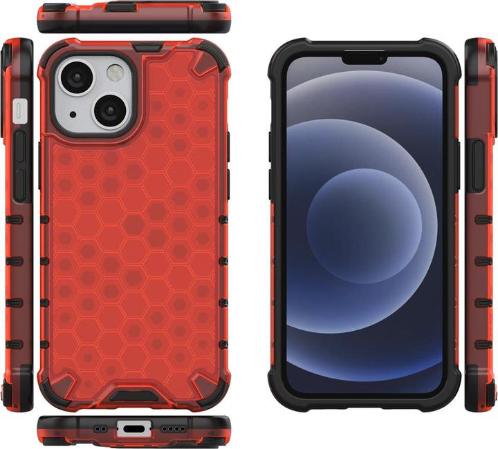 Actual product image Hurtel Honeycomb Case armor cover with TPU Bumper for iPhone 13 mini red (Apple iPhone 13 mini)