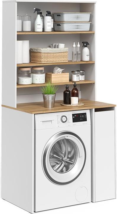 Produktbild Vicco Waschmaschinenschrank Viktor, Weiss/Artisan-Eiche, 93.6 x 88.2 cm 2 Teile mit Rollregal