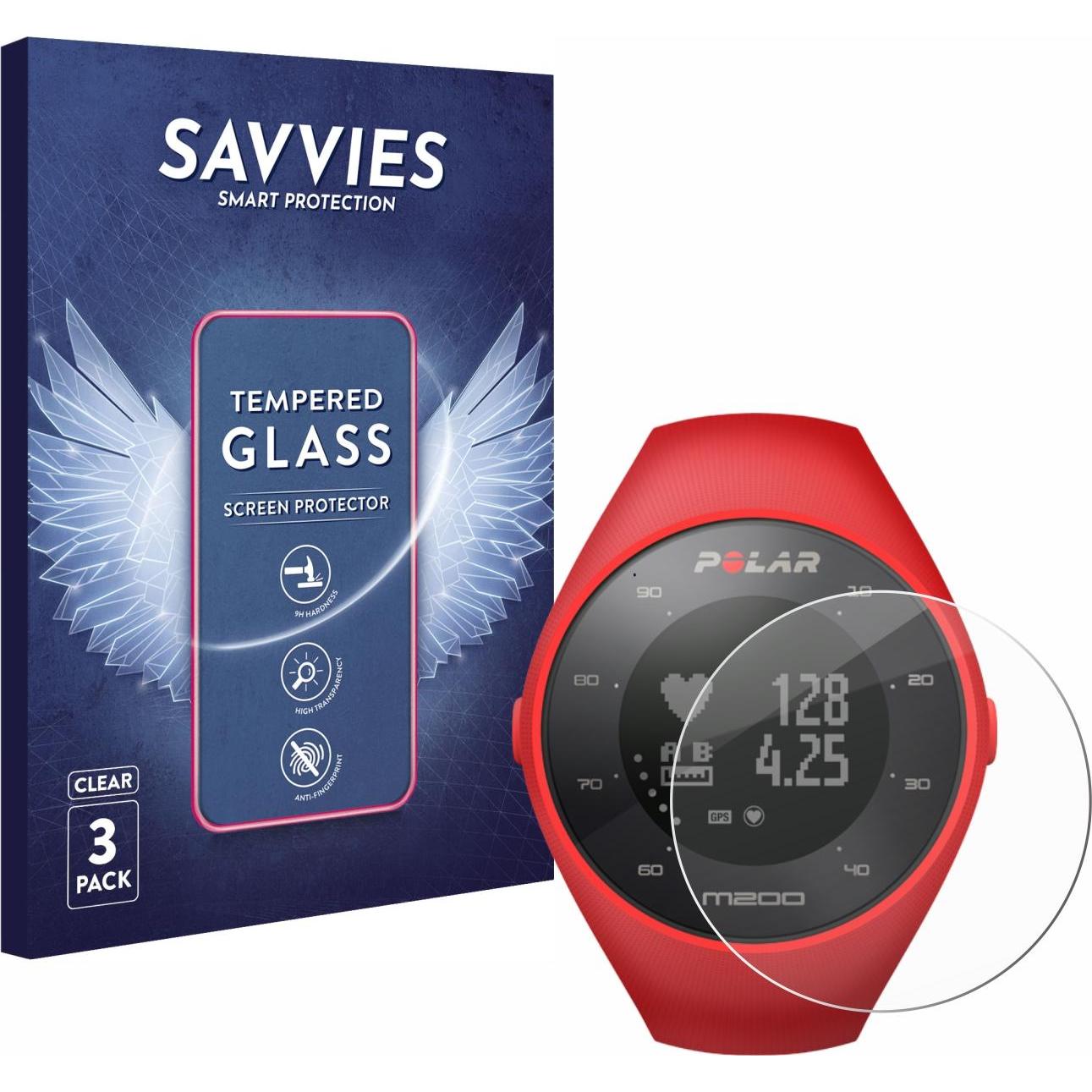 Savvies Panzerglas Hartglas Displayschutz, Smartwatch Schutzfolie, Transparent