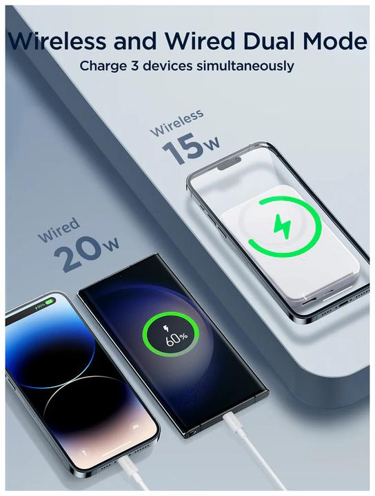 Actual product image Joyroom Mini Magnetic Wireless Powerbank (20W) (10000 mAh, 20 W, 37 Wh)