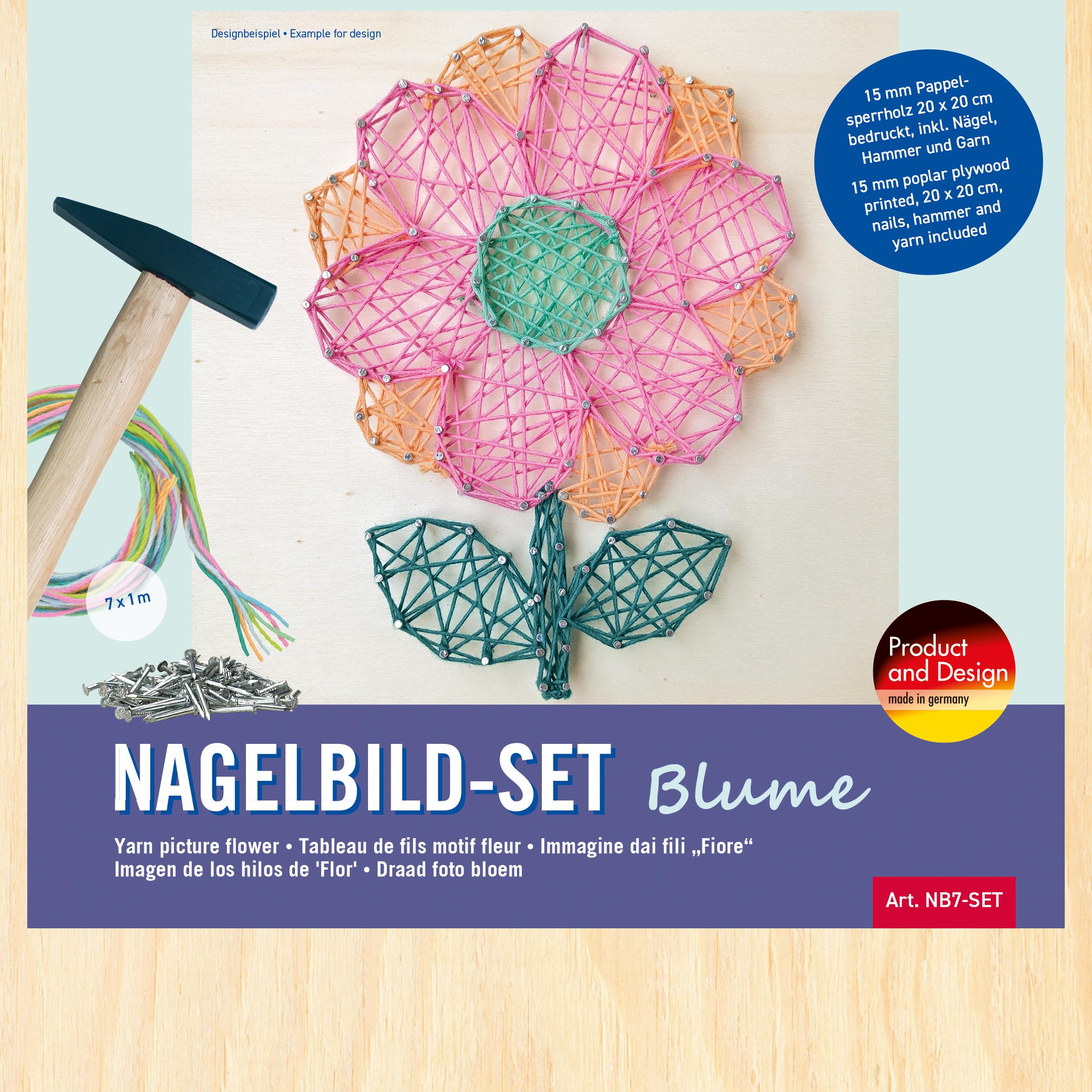 Pebaro Nagelbild-Set, Fadenbild, Fadenspannbild, String Art Bastelset mit Motiv Blume (65381996)