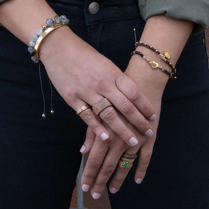 Immagine prodotto Bijouteria Bracciale (19 cm, Acciaio inossidabile, Agata, Rivestimento in PVD (colore oro))