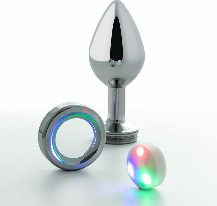 Crushious Borealis - Metal Anal Plug with LED RGB - Small - Silver