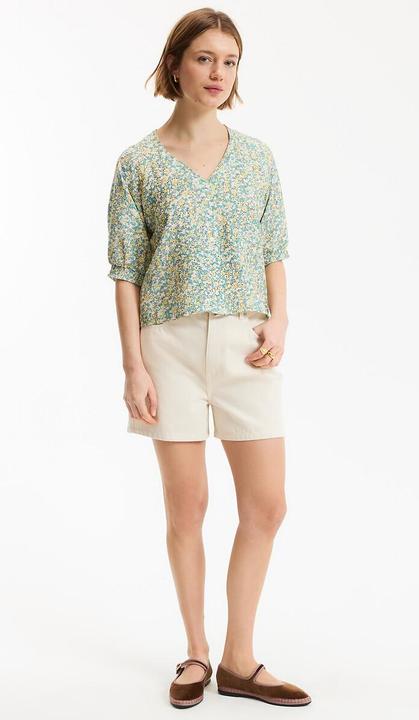 Immagine prodotto La Redoute Collections Bluse mit V-Ausschnitt und 3/4-Ärmeln mit Blumenmuster (M)