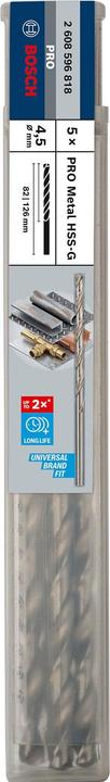 Produktbild Bosch Professional Zubehör PRO Metal HSS-G Spiralbohrer, 4,5 x 82 x 126 mm (4.5 mm)