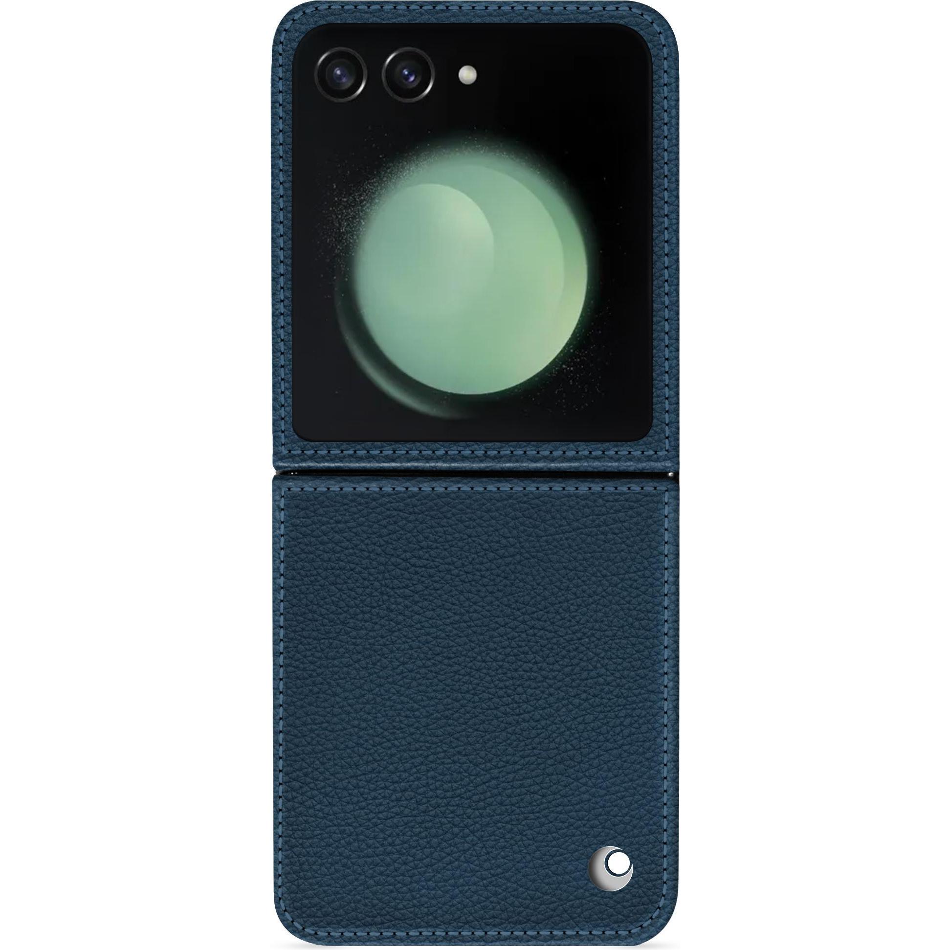 Thumbnail - Noreve Lederschutzhülle Samsung Galaxy Z Flip5 (Samsung Galaxy Z Flip5), Smartphone Hülle, Blau