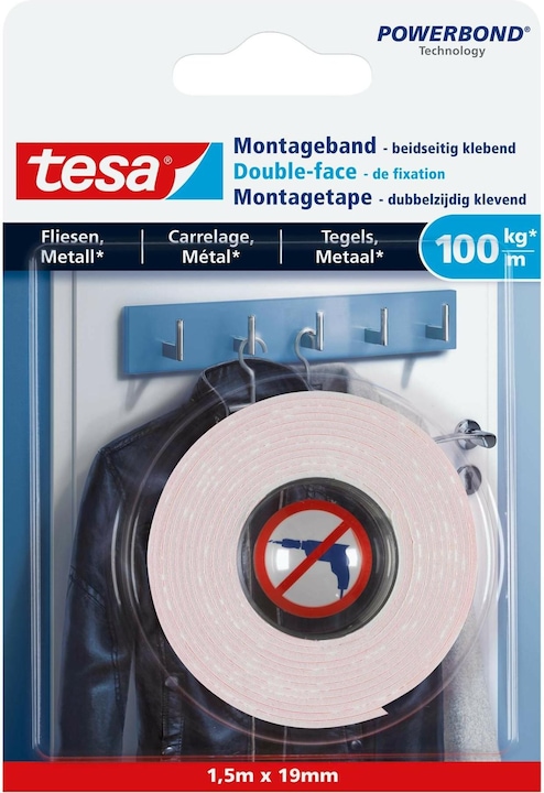 Actual product image tesa Powerbond double-sided mounting tape for tiles & metal (19 mm)